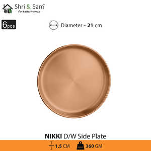 Nikki 6 PCS Double Wall Stainless Steel Side Plate Rose <b>Gold</b> PVD Coating Dishes & Plates - Product Image 3