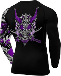 Custom Design Men's Long Sleeve Rashguard BJJ Compression Wear 100% Polyester Premium Quality OEM Service <b>Heat</b>-Transfer Printed - Product Image 3