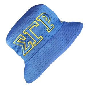 หมวกบักเก็ตปักลาย SGR Sigma Gamma Rho สีน้ำเงิน หมวกกันแดดสำหรับผู้หญิง หมวกตัวอักษรกรีก หมวกลำลองสำหรับกิจกรรมกลางแจ้ง หมวกปักโลโก้ตามสั่งสำหรับวิทยาลัย - Product Image 3