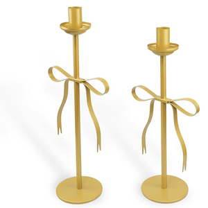ที่วางเทียนรูปทรงโค้งทำจากโลหะตีขึ้นรูปด้วยมือ  ตกแต่งสีทองโบราณ - Product Image 6
