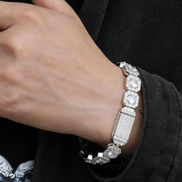 Bracelet à maillons Iced Out en argent sterling 925 avec diamants Moissanite VVS taille brillant rond, bijoux Hip Hop, bracelet de luxe unisexe