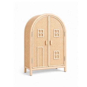 Armoire en rotin en forme de maison charmante, faite à la main, meubles de chambre d'enfant, inspirée des contes de fées, armoire en osier en forme de maison - Product Image 4