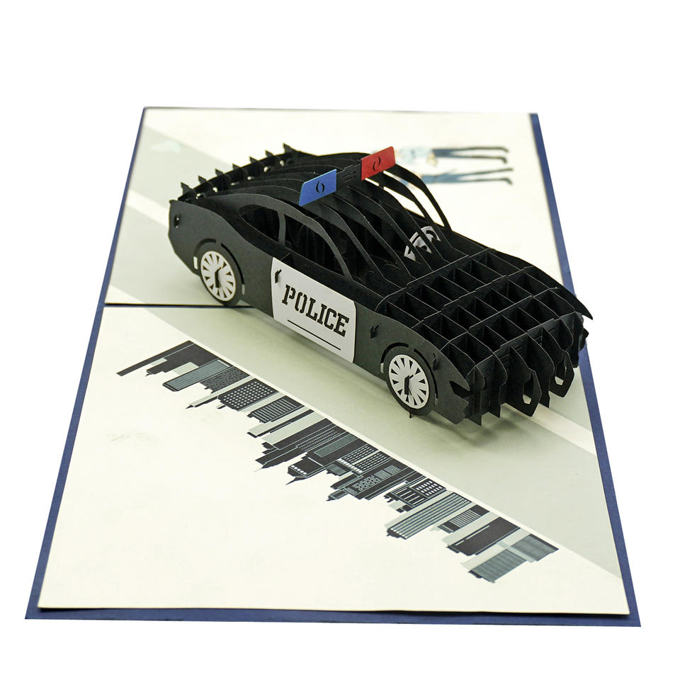 Custom Design and Craftsmanship Police Car 3D Model for Greeting Card to Happy Birthday for Anyone Working As a Police Officer