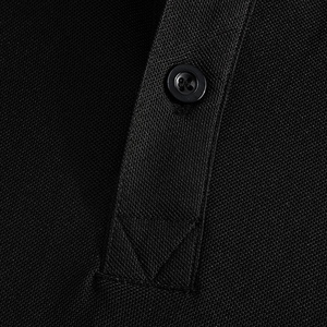 Polo noir à manches courtes pour hommes – T-shirt de golf décontracté et sportif à séchage rapide, respirant, en mélange de coton, coupe ajustée - Product Image 2