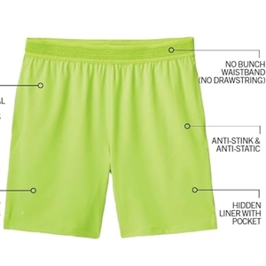 Shorts de sport pour homme en maille verte citron unie, séchage rapide, taille mi-haute élastique avec poches, décontractés pour le fitness et la course à pied - Product Image 4