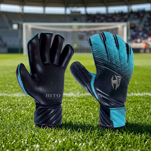 Gants de gardien de but personnalisés avec design graphique, paume à forte adhérence, fermeture sécurisée à scratch, doigts complets, respirants, pour le football - Product Image 3
