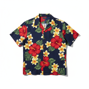 เสื้อเชิ้ตฮาวายผู้ชาย OEM ลายดอกไม้พิมพ์เต็มตัว โลโก้สั่งทำได้ เนื้อผ้าโพปลินโพลีเอสเตอร์ ระบายอากาศได้ดี เสื้อลำลองสไตล์ทรอปิคอล - Product Image 1