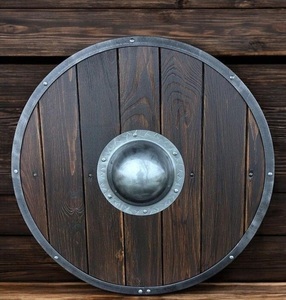 Authentique bouclier Viking Ouroboros en bois et métal, usé par le combat, poli, art mural médiéval, fait main pour le Nouvel An chinois - Product Image 3