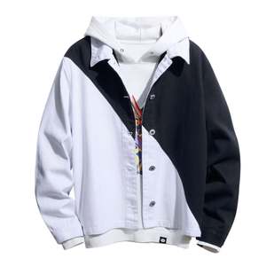 Fleece <b>Jacket</b> <b>for</b> <b>Men</b> <b>Mens</b> Color Block <b>Denim</b> Lapel <b>Jacket</b> <b>Men'S</b> Casual Button Cardigan Jean <b>Jacket</b> Coat With Pocket - Product Image 1