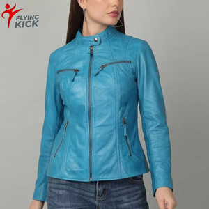 Chaqueta de cuero para mujer, diseño único y popular, chaqueta de cuero sólida para mujeres y niñas, diseño OEM con logotipo. - Product Image 1