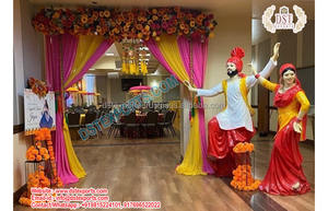 Statue culturelle Punjabi Bhangra pour mariage entrée de mariage Punjabi Statues Bhangra entrée de mariage multicolore Statue Punjabi - Product Image 2