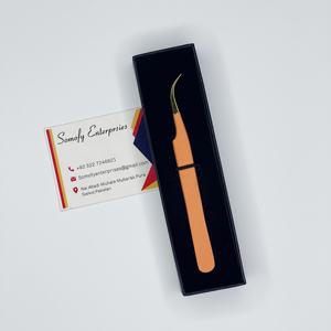 Pinzas de Acero Inoxidable de Alta Calidad Somofy Enterprises, Color Naranja Liso, Puntas Dentadas/Lisas/Con Dientes, 10 mm, para Pestañas - Product Image 1