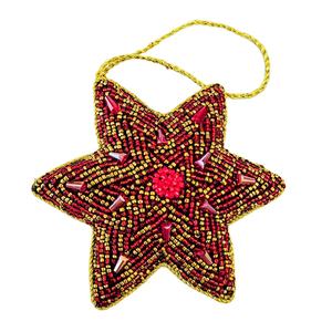 Adornos Colgantes Festivos de Primera Calidad Hechos a Mano con Cuentas Doradas en Forma de Estrella Roja - Decoración para el Hogar - Product Image 1