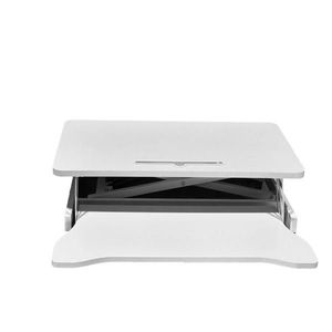 32-inch Trắng Màn hình kép máy tính xách tay máy trạm Chiều cao có thể điều chỉnh màn hình kép ngồi đứng <span class=keywords><strong>Riser</strong></span> Bàn phím rộng khay bàn máy tính - Product Image 3