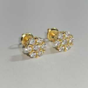 Moissanite Round Cut Diamond Flower Stud <b>Earrings</b> 925 Sterling <b>Silver</b> With Gold Plated Flower Stud For <b>Wedding</b> Parties Gift - Product Image 5