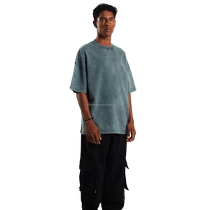 Mens Trending Lightweight 100% Cotton French Terry Knitted Oversized Acid Washed Sun Faded Customized Vintage T-Shirts - Product Image 6