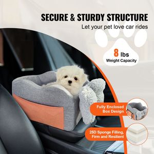 Trasportino per animali domestici da auto, seggiolino rialzato per cani da console centrale, regolabile, per cani di piccola taglia, con clip per bracciolo e guinzaglio - Product Image 2