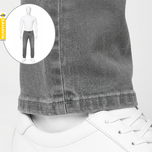 SAMAVIA Jean en denim coupe slim à jambe droite pour homme, gris délavé, en coton, style décontracté, collection automne, fabricant OEM ODM en gros - Product Image 5