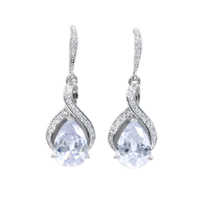 ต่างหูเม็ดเดี่ยวสีเงินมอยส์ซอไนต์ทรงลูกแพร์ต่างหูเม็ดเดี่ยวสวยงามของขวัญฮิปฮอปตามสั่งสำหรับเธอ - Product Image 1