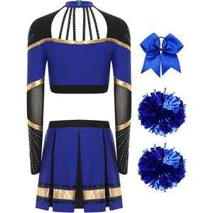 Haut sans manches en nylon doux et très élastique, respirant, avec jupe plissée, pour uniforme de cheerleading de club scolaire - Product Image 5