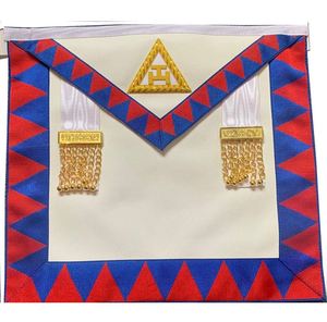ผ้ากันเปื้อนเมสันลายปักมือ Royal Arch Chapter ทำจากหนังแกะ ประดับด้วยเส้นทองคำ งานปักเย็บติด ตราสัญลักษณ์เมสันแบบสามมิติสั่งทำพิเศษ - Product Image 6