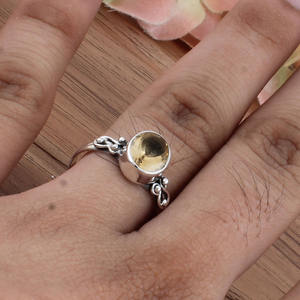 Bague de mariage en citrine jaune naturelle, argent sterling 925, sertissage clos classique, bijoux minimalistes en pierres précieuses, vente en gros - Product Image 5