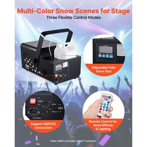 Máquina de Nieve RGB de 1500W con Control DMX512, 9 Luces LED, Control Remoto Inalámbrico, Alto Rendimiento, Tanque de 5L, Hielo Seco - Product Image 3