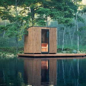 Sauna Exterior Tradicional con Vista al <span class=keywords><strong>Lago</strong></span>, con Calentador de Leña, Ecológica, Exterior de Madera Natural, Cabina de Spa Montada en <span class=keywords><strong>la</strong></span> Cubierta - Product Image 4