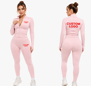 Top Premium Seamless Yoga <b>Set</b> Women Breathable High Waist Yoga Leggings & Full Zip Jacket Suit Long Sleeve Zipper Legging <b>Set</b> - Product Image 1