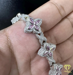 Pulsera de cadena de mariposa de moda con pulsera de diamantes de moissanita rosa y blanca brillante para mujer - Product Image 3