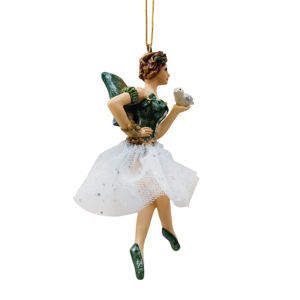 Figurita de resina de polyresina hecha a mano para niña, figuritas de Ángel verde, Poses dulces, adorno colgante - Product Image 3