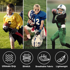 Gants de football américain haute adhérence avec logo personnalisé OEM, gants de receveur professionnels à grip collant, vente en gros directe du fabricant - Product Image 3