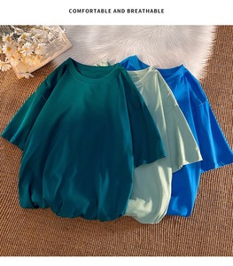 T-shirt en jersey pour homme, mode estivale, décontracté, uni, manches courtes, surdimensionné, écologique, respirant, 180g, 100% coton, hip-hop - Product Image 2