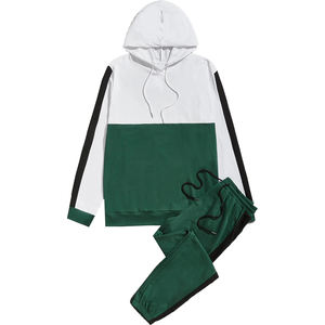 Conjunto deportivo clásico para hombre, sudadera con capucha forrada de felpa y pantalones tipo jogger, tela y diseño resistentes para entrenamientos de invierno y correr. - Product Image 1