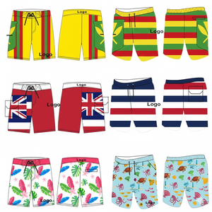 Short de bain mi-long OEM à séchage rapide avec cordon élastique, short de surf, short de plage uni, personnalisé, imprimé numériquement, 100 % polyester - Product Image 1