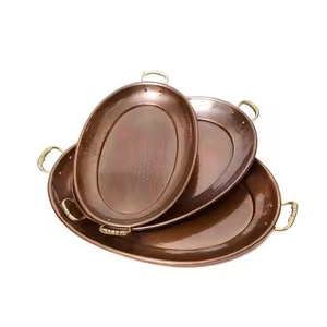 Bandeja de Metal Rectangular, Redonda y Cuadrada, Estilo Rústico, para Servir Comida en Fiestas de Ramadán, Bandeja de Metal para Mesa - Product Image 1