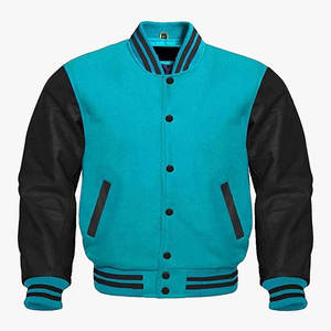 Chaqueta universitaria de béisbol de tela para hombre, de fabricante OEM, a la moda, ajustada, informal, larga, talla grande, para invierno, de cuero. - Product Image 1