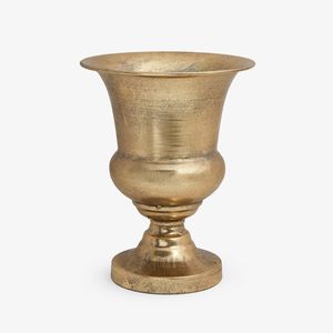 Vase trophée en métal doré antique, base carrée, piédestal, urne à fleurs, vase trompette classique finition laiton, centres de table de mariage, décoration d'hôtel - Product Image 3