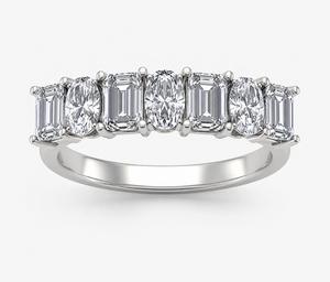 Bague de fiançailles en argent sterling 925 de luxe avec moissanite taille émeraude et pierres mélangées ovales, cadeau pour femme, mariage - Product Image 2