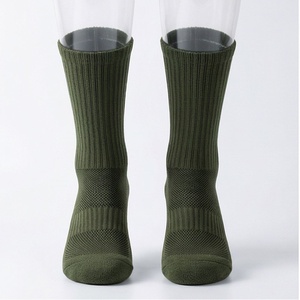 <b>Crew</b> <b>Socks</b> Solid Green Knitted Cotton Breathable Daily Wear Adult Autumn Casual <b>Socks</b> - Product Image 1