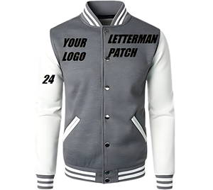 Blouson universitaire d'hiver personnalisé avec logo, coupe-vent en coton, fermeture à boutons-pression, col montant, style Letterman, manteau bomber de baseball tendance - Product Image 1