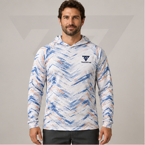 Camisa de Pesca con Capucha y Estampado Chevron Personalizado, Manga Larga, Secado Rápido, Ligera, UPF 50, Unisex, Sudadera de Pesca Sublimada - Product Image 1