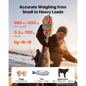 Bilancia Digitale a Gancio 400 kg/880 libbre, Portatile con Cassa in Alluminio Pressofuso e Display LCD, Divisione 0,2 libbre - Product Image 2