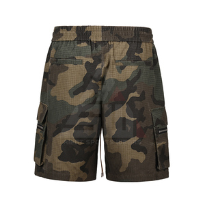 Pantalones Cortos Cargo de Camuflaje Personalizados 100% Algodón Tejido con Cordón, de Tiro Medio, Pierna Recta, Cintura Elástica, Estilo Hip Hop, de Secado Rápido - Product Image 3