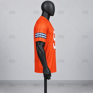 เสื้อเจอร์ซีย์อเมริกันฟุตบอลสีส้มสำหรับผู้ชายไซส์พลัส คอวี แขนสั้น ผ้าซับเหงื่อ ผลิตจากผ้าสแปนเด็กซ์/โพลีเอสเตอร์ สำหรับทีม - Product Image 2