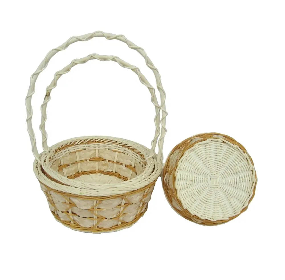 Bel cesto portaoggetti in vimini in vimini oggetti regalo vuoti decorativi intrecciati cesto di bambù per la decorazione di fiori
