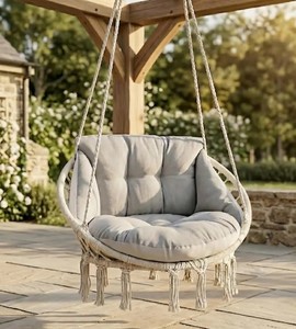 Luxury Velvet Swing Chair Cushion, Indoor Outdoo Hanging Hammock Pad, Waterproof Porch <b>Bench</b> <b>Seat</b>, Boho Macrame Furniture Decor - Product Image 1