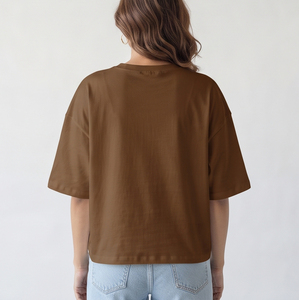 T-shirt ample à col rond imprimé pour femme, coupe décontractée, 140g, coton et polyester compressés écologiques - Product Image 3