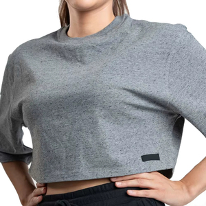 T-shirts surdimensionnés à épaules tombantes pour femmes, de haute qualité, personnalisés, crop top, 250 g/m², 100 % coton biologique, col rond, pour femmes - Product Image 5