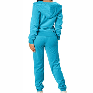 <b>Tracksuit</b> Custom Hot Selling <b>Velour</b> <b>Tracksuit</b> Plus Size Women's Zip up Cotton Hoodie and Jogger 2 Pieces Velvet Suit for Women - Product Image 2